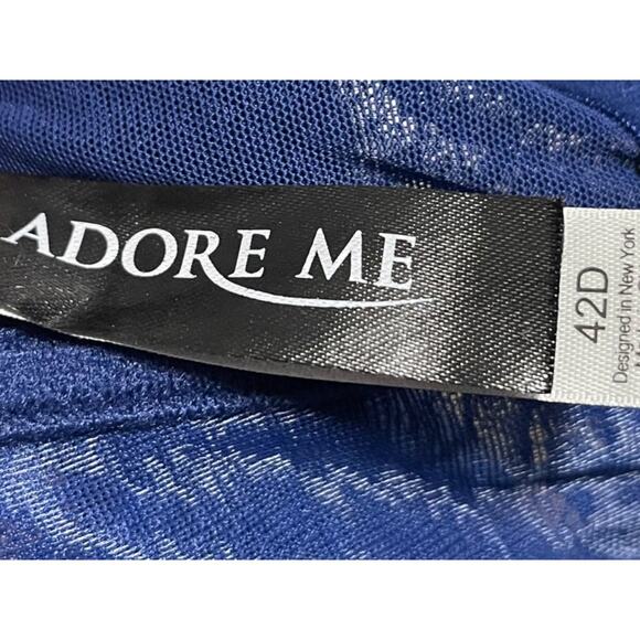 42D Adore Me Lace Front Closure Bra Blue Underwire Padded - Picture 10 of 11